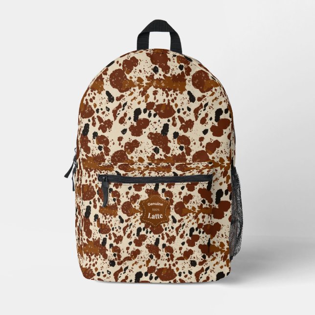 Echtes 100% Latte-Kuhfellmuster | Neutral  Bedruckter Rucksack (Vorderseite)
