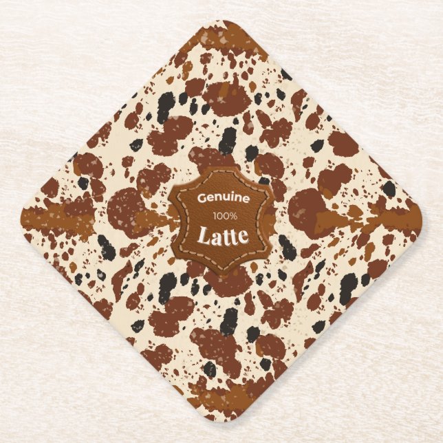 Echtes 100% Latte-Rindledermuster | Neutral  Untersetzer (Vorderseite)