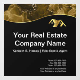 Echtes Anwesen. Konstruktion. Black Gold Fensteraufkleber