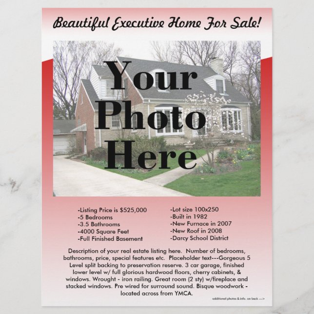 Echtes Anwesen-Listing Flyer 2-seitig, Red Wave De (Vorne)