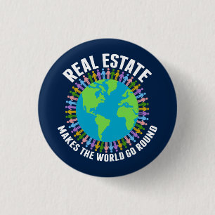 Echtes Anwesen macht die Welt zum "Round Blue Real Button