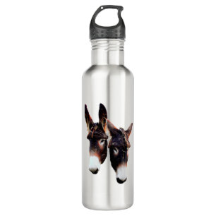 Echtes Duo-Foto von Eseln - Stilisierten Edelstahlflasche