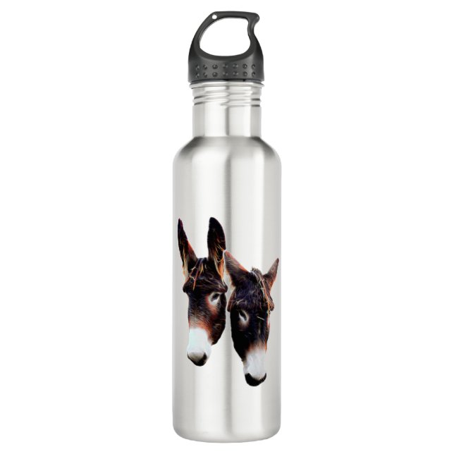 Echtes Duo-Foto von Eseln - Stilisierten Edelstahlflasche (Vorderseite)