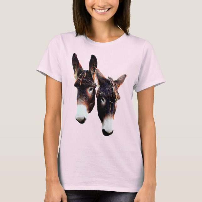 Echtes Duo-Foto von Eseln - Stilisierten T-Shirt (Vorderseite)