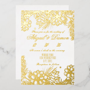 echtes Foilenhochzettel mit Winterelementen Folieneinladung