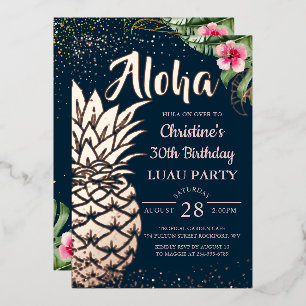 Echtes Folien Tropisches Ananas Blumen Luau Rosen  Folieneinladung