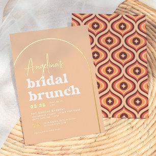 Echtes Gold Mid Mod Retro Bogen Brunch Brautparty Folieneinladung