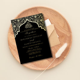 Echtes Gold schwarz Masjid Wording muslimische Hoc Folieneinladung