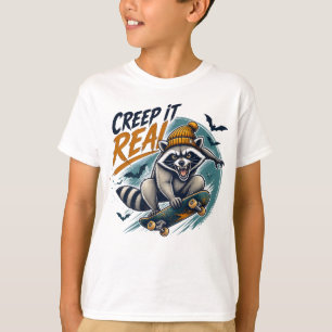 Echtes Grusel Halloween Waschbär Skater T-Shirt