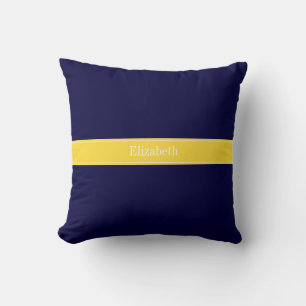 Echtes Marineblau, Ananas-Band Namensmonogramm Kissen