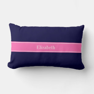 Echtes Marineblau Hot Pink #2 Band Namensmonogramm Lendenkissen
