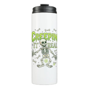 Echtes Skelett Halloween Knochen Spinne Wir Thermosbecher