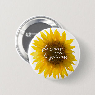 Echtes Sonnenblumen-Foto Feld Blumen sind Glück Button