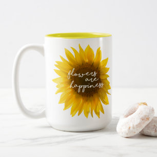 Echtes Sonnenblumen-Foto Feld Blumen sind Glück Zweifarbige Tasse
