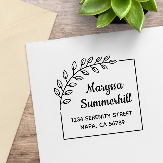 Ecke Branch Wreath-Rücksendeadresse Gummistempel (Von Creator hochgeladen)