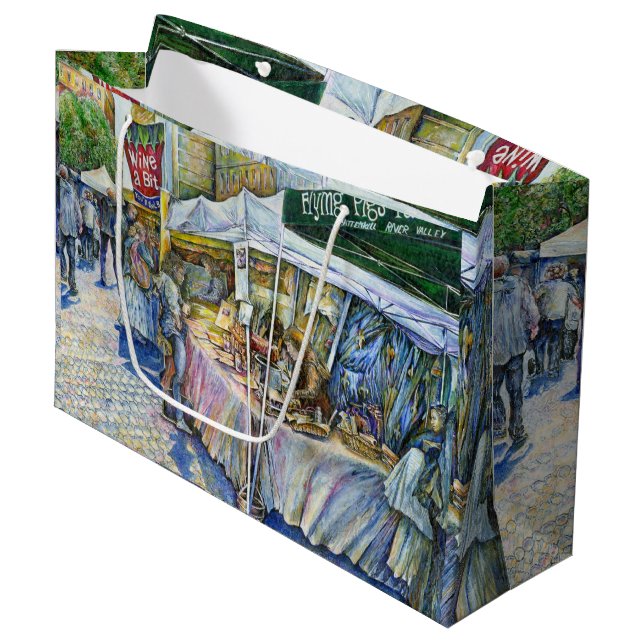 Ecke der Fliegenschweinfarm und Wein ein wenig. Große Geschenktüte (Vorderseite Schrägansicht)
