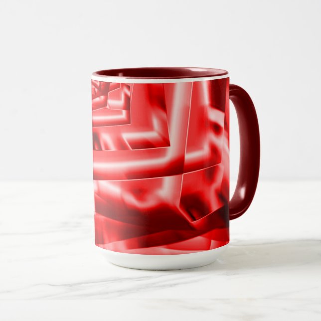 Ecke der geneigten Quadrate, rot bis weiß Tasse (VorderseiteRechts)