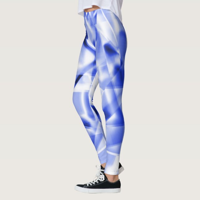 Ecke mit quadratischen Acrylteilen, blau bis weiß Leggings (Links)
