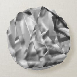 Ecke mit quadratischen Acrylteilen, grau bis weiß Rundes Kissen
