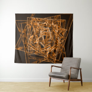 Ecken und Orangenpunkte auf Neon Wandteppich