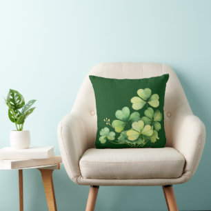 Eckige Shamrock-Cluster-Wurfkissen Wiese Grün Kissen