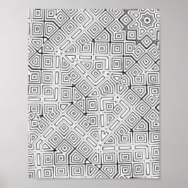 Eckiges Labyrinth-Gitter-Färbungsseiten-Musterdesi Poster