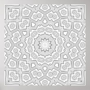 Eckiges Sternen-Mandala-Muster Farbgebende Kunst Poster