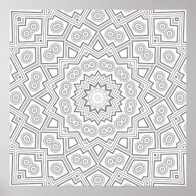 Eckiges Sternen-Mandala-Muster Farbgebende Kunst Poster (Vorne)
