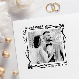 Eckpunkt Wirbel Rahmen Hochzeitszitz Foto Gummistempel