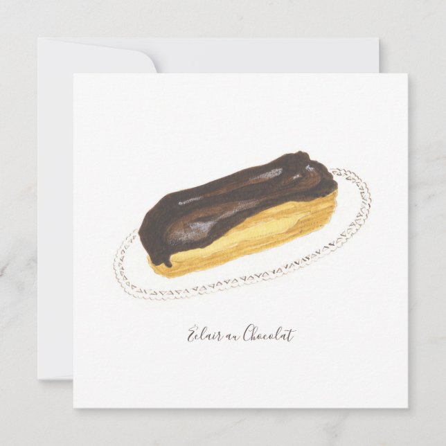 Éclair au Chocolat Wasserfarbe Karte (Vorderseite)