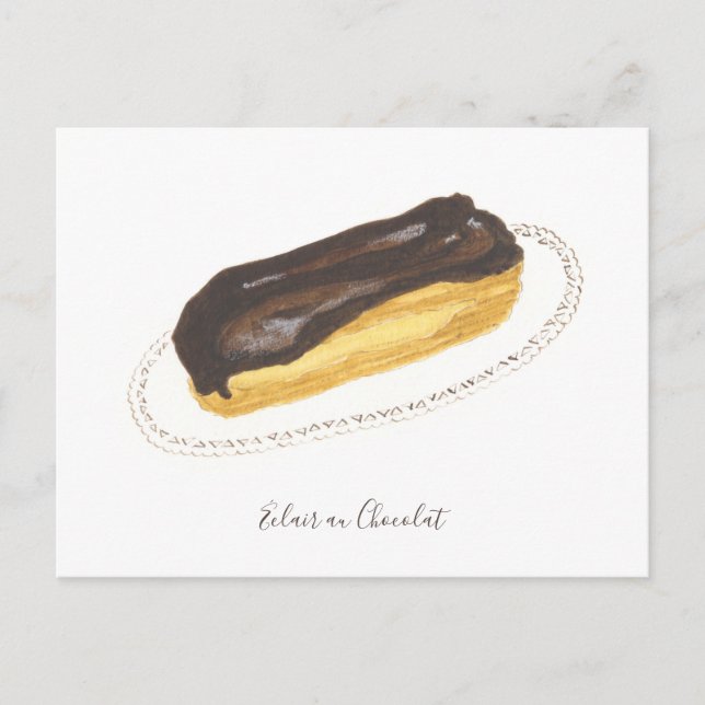 Éclair au Chocolat Wasserfarbe Postkarte (Vorderseite)