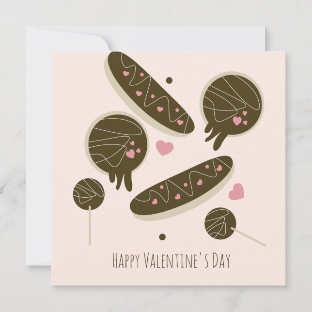 Eclair Donuts Cake Pops Valentinstag Karte (Vorderseite)