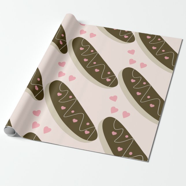 Eclair-Donuts Valentinstag Herzen Geschenkpapier (Ungerollt)