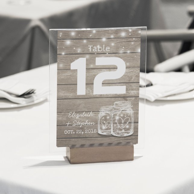 Éclairage de jarre de maçon de numéro de table de  (Créateur téléchargé)