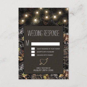 Éclairages à cordes + Cartes RSVP de Mariage Camo 