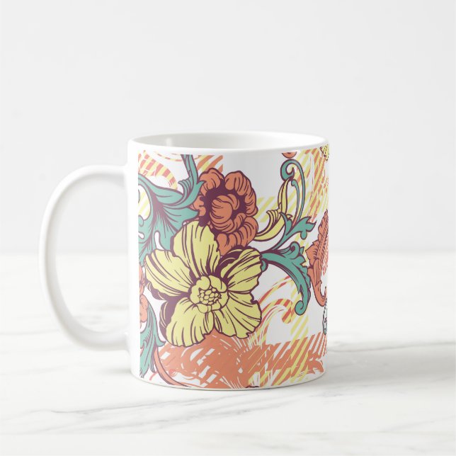 Eclectic Baroque Stoff Kariertes Muster Kaffeetasse (Links)