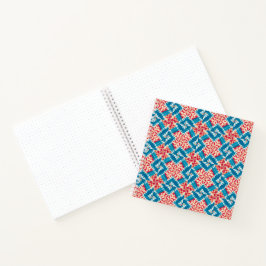 Eclectic Boho Red Turquoise Tiles Bullet Journal Notizbuch