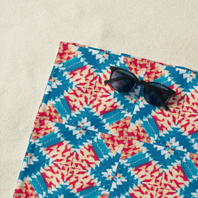Eclectic Boho Red Turquoise X Tiles. Strandtuch (Beispiel)