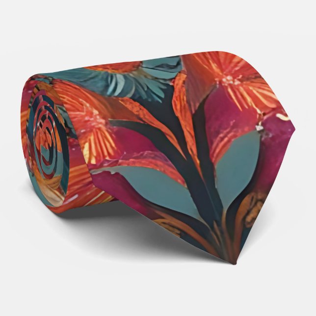 Eclectic Floral and Geometric Boho Neck Tie Krawatte (Gerollt)