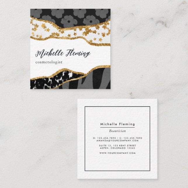 Eclectic Glitzer Business Card Quadratische Visitenkarte (Vorne/Hinten)