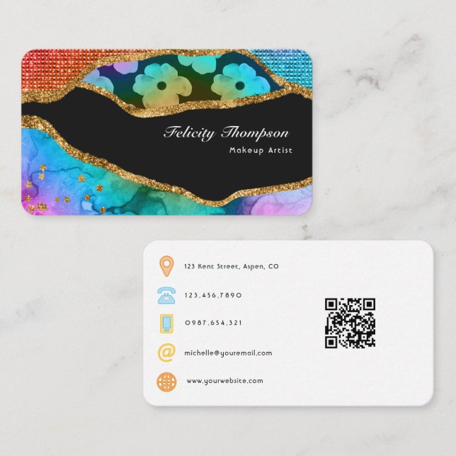 Eclectic Glitzer Business Card Visitenkarte (Vorne/Hinten)