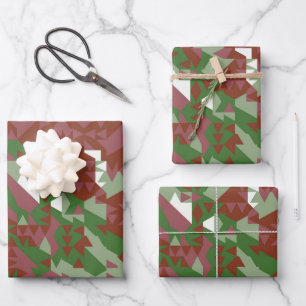 Eclectic Mod Retro Geometric Christmas Pattern Geschenkpapier Set