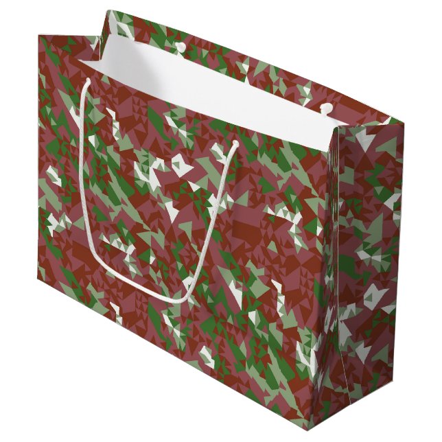 Eclectic Mod Retro Geometric Christmas Pattern Große Geschenktüte (Vorderseite Schrägansicht)