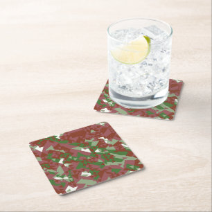 Eclectic Mod Retro Geometric Christmas Pattern Rechteckiger Pappuntersetzer