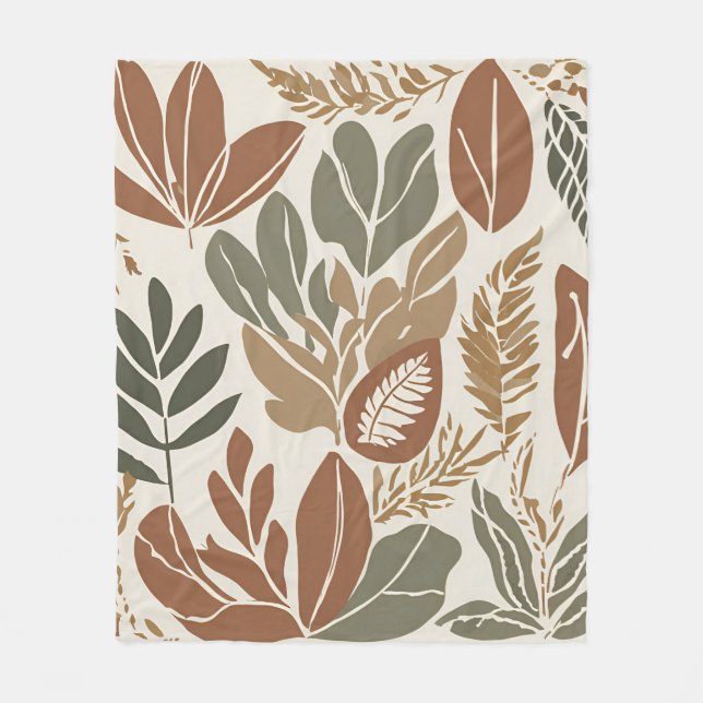 Eclectic Natural Terracotta Wildblume Rustic Boho Fleecedecke (Vorderseite)