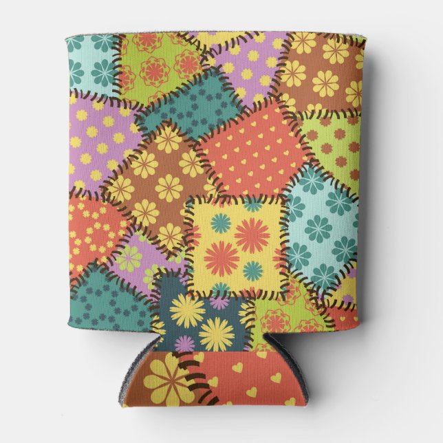 Eclectic Patchwork: Diverse Muster Mix Dosenkühler (Vorderseite)
