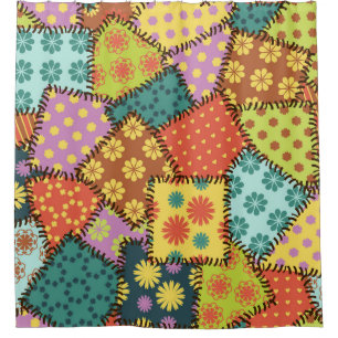 Eclectic Patchwork: Diverse Muster Mix Duschvorhang