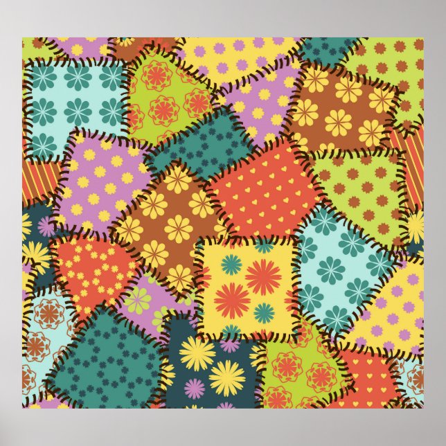 Eclectic Patchwork: Diverse Muster Mix Poster (Vorne)
