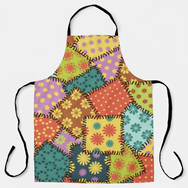 Eclectic Patchwork: Diverse Muster Mix Schürze (Vorderseite)