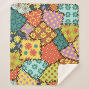 Eclectic Patchwork: Diverse Muster Mix Sherpadecke